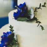 Blue and white flower cake
